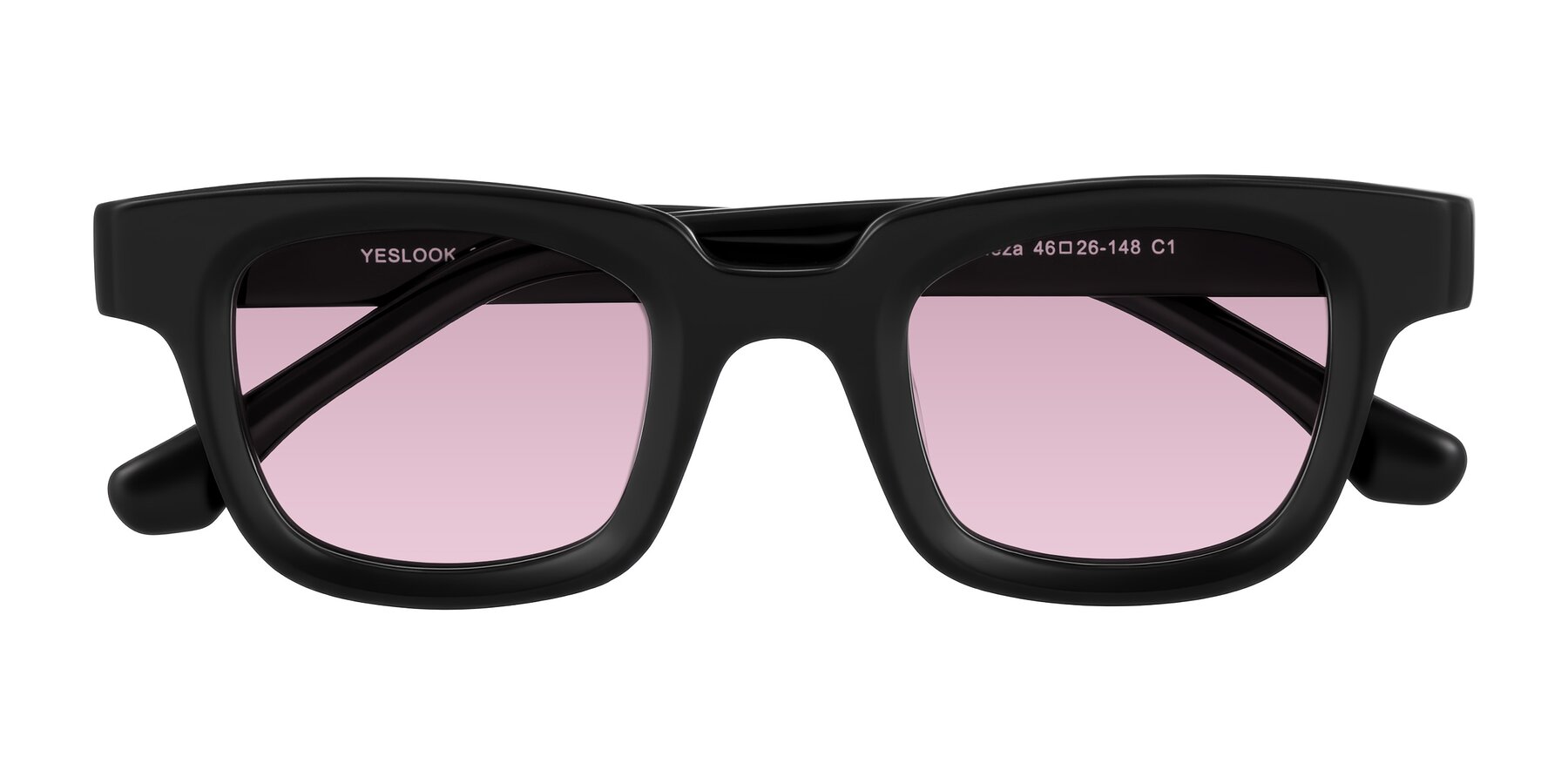 Folded Front of Neza in Black with Light Wine Tinted Lenses