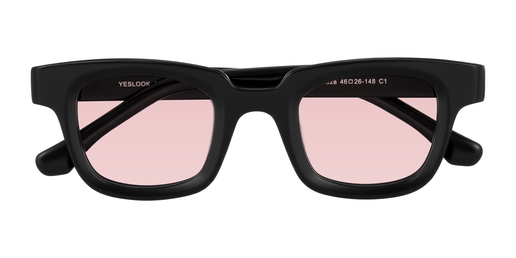 Folded Front of Neza in Black with Light Garnet Tinted Lenses