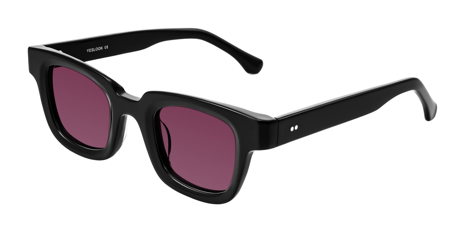 Angle of Neza in Black with Wine Tinted Lenses