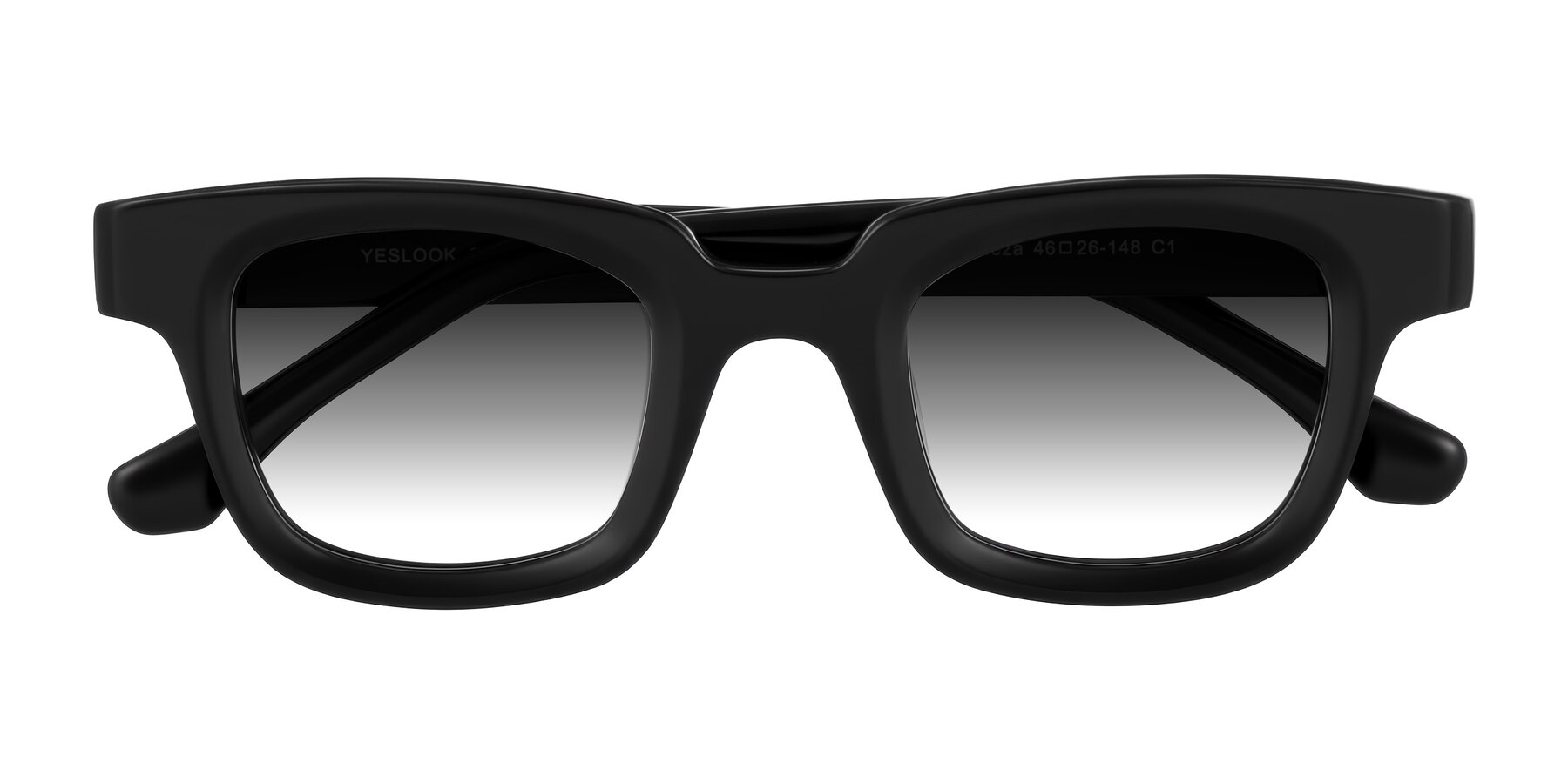 Folded Front of Neza in Black with Gray Gradient Lenses