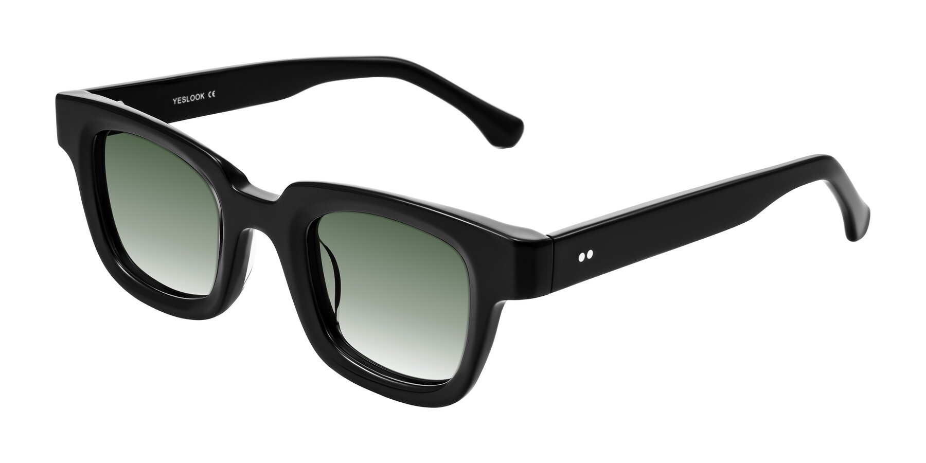 Angle of Neza in Black with Green Gradient Lenses