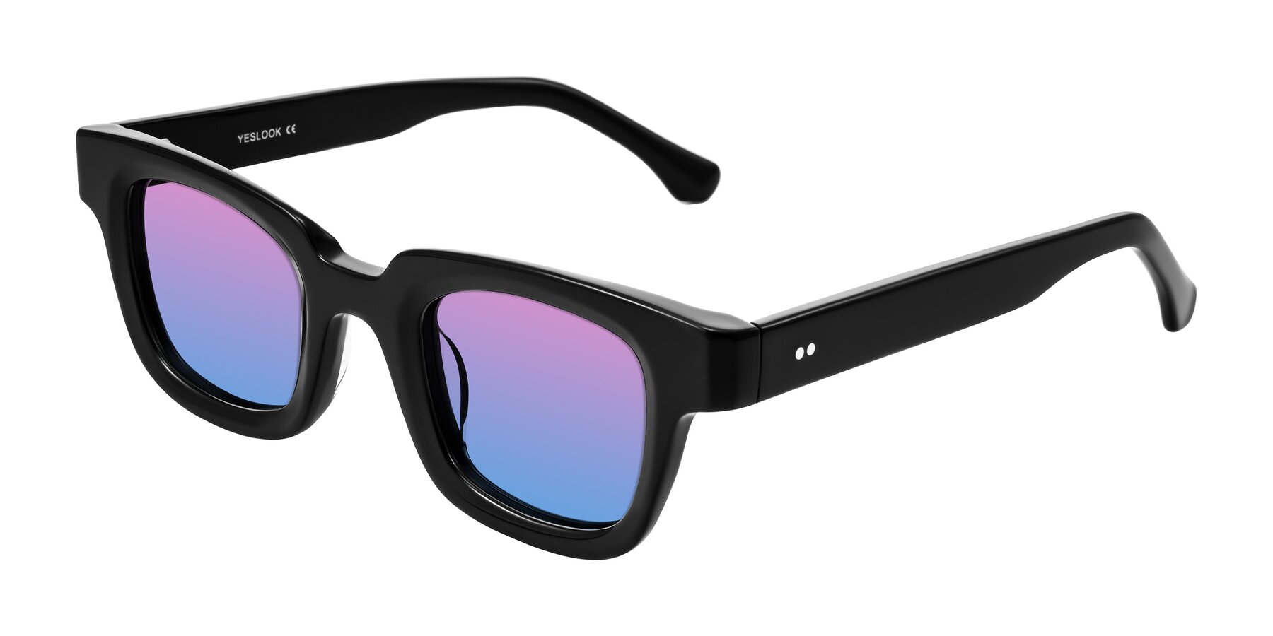 Angle of Neza in Black with Pink / Blue Gradient Lenses