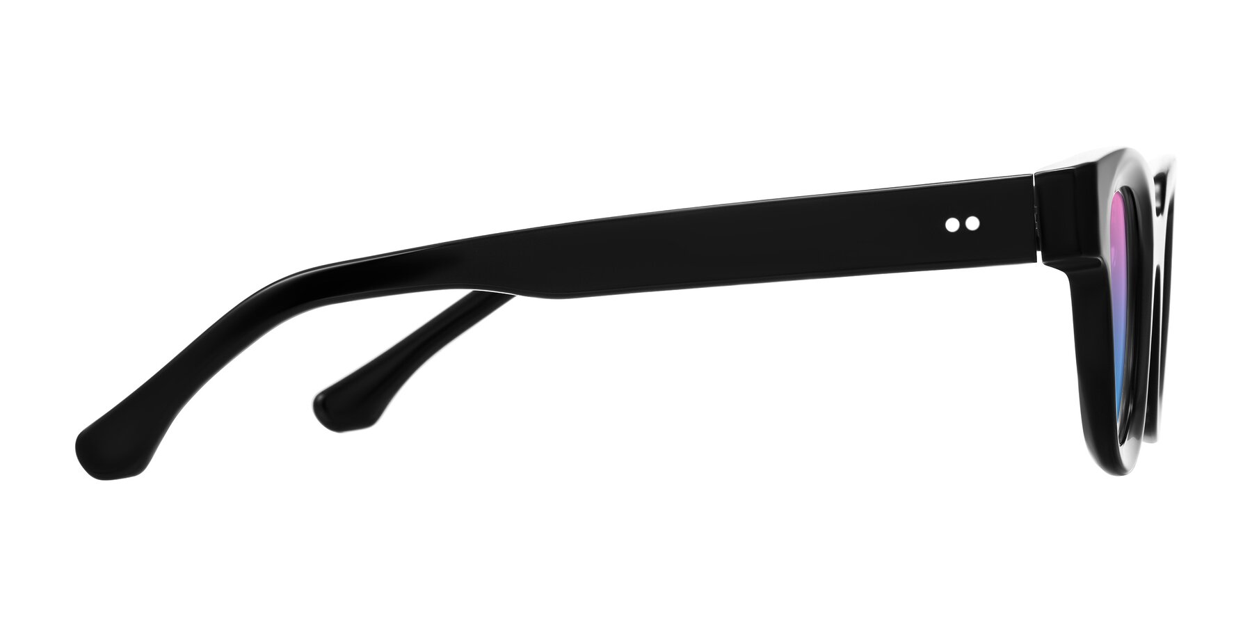 Side of Neza in Black with Pink / Blue Gradient Lenses