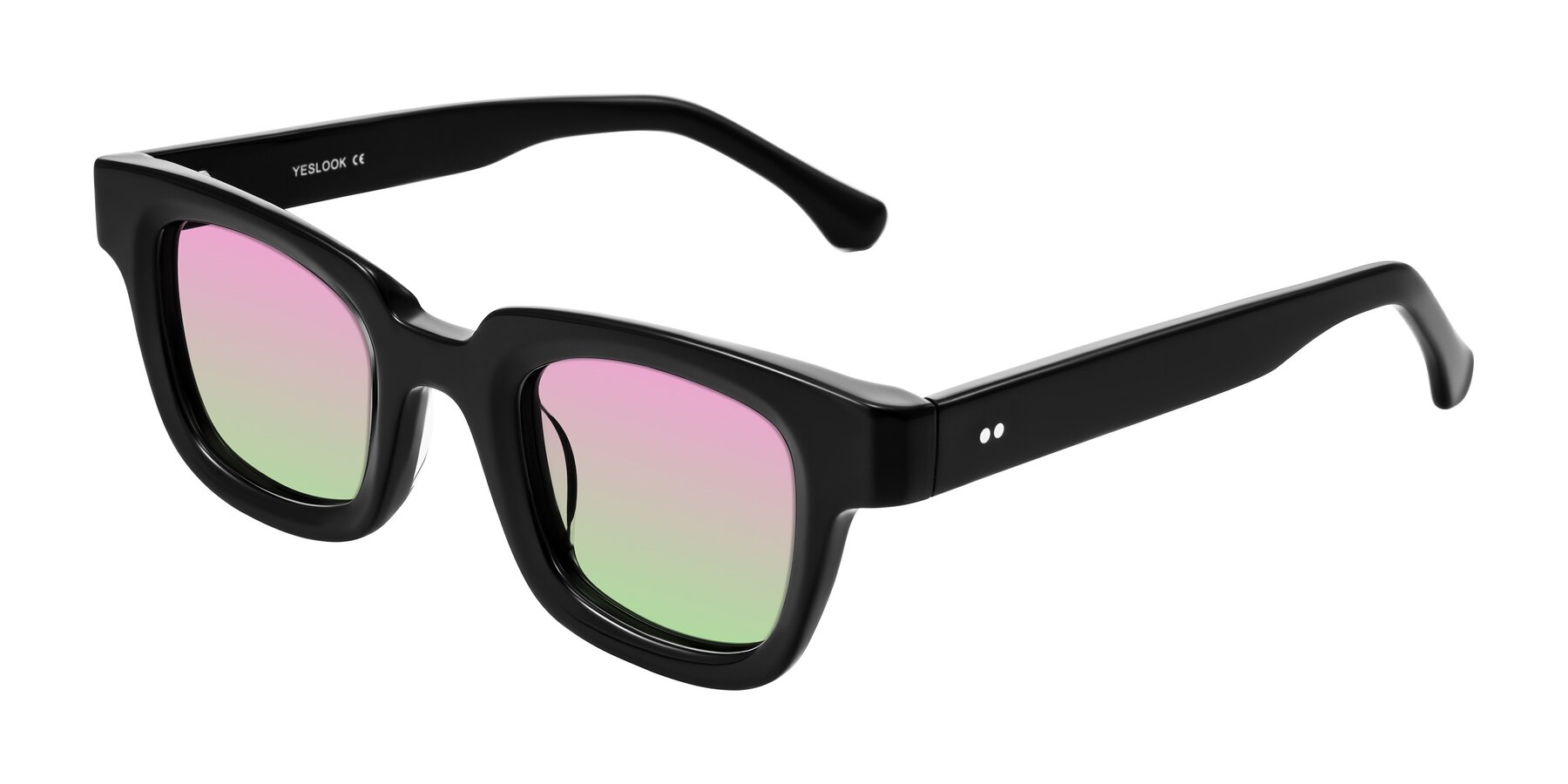 Angle of Neza in Black with Pink / Green Gradient Lenses
