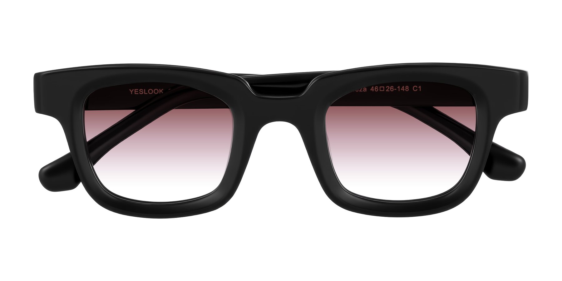 Folded Front of Neza in Black with Garnet Gradient Lenses