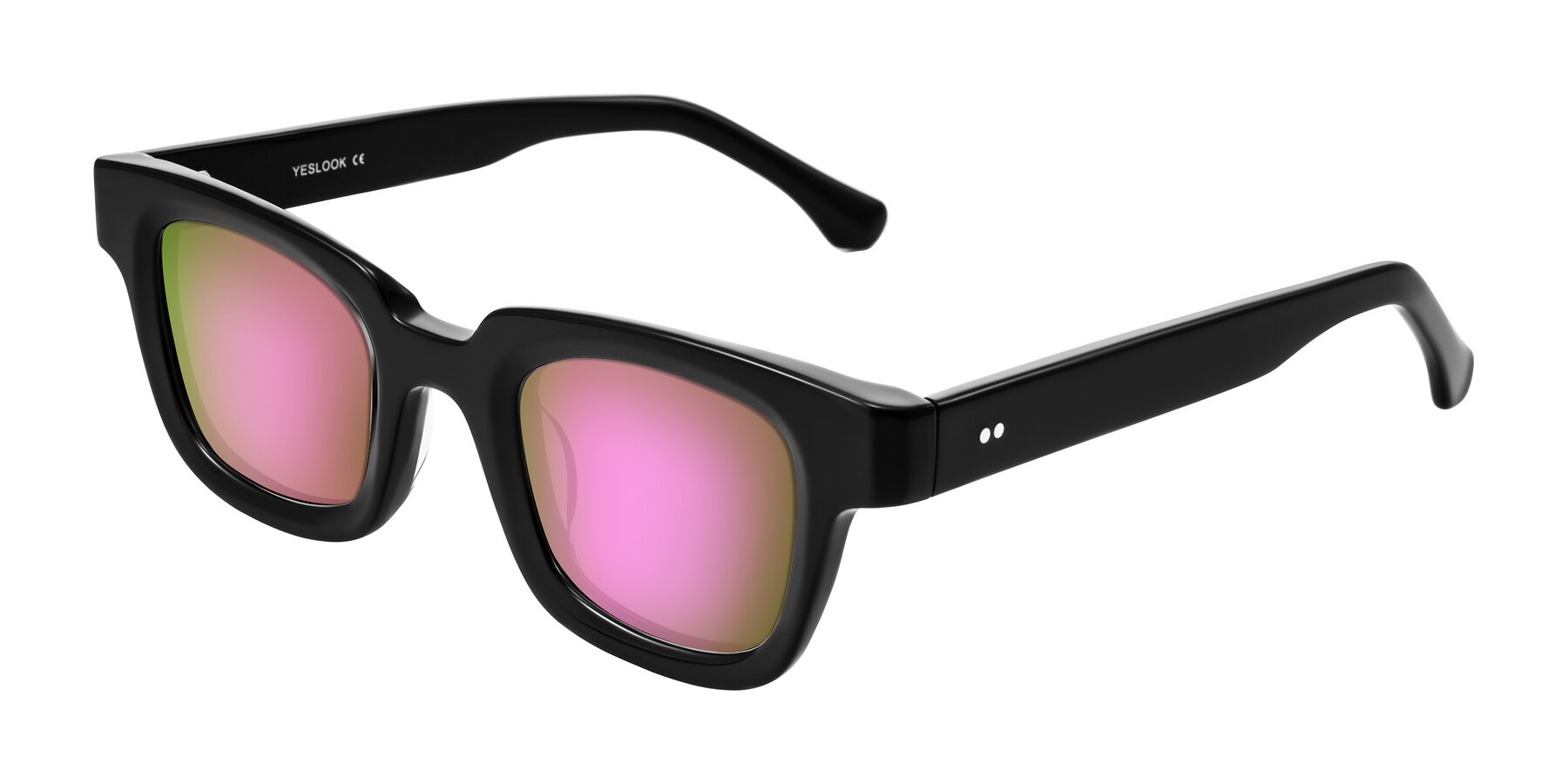 Angle of Neza in Black with Pink Mirrored Lenses
