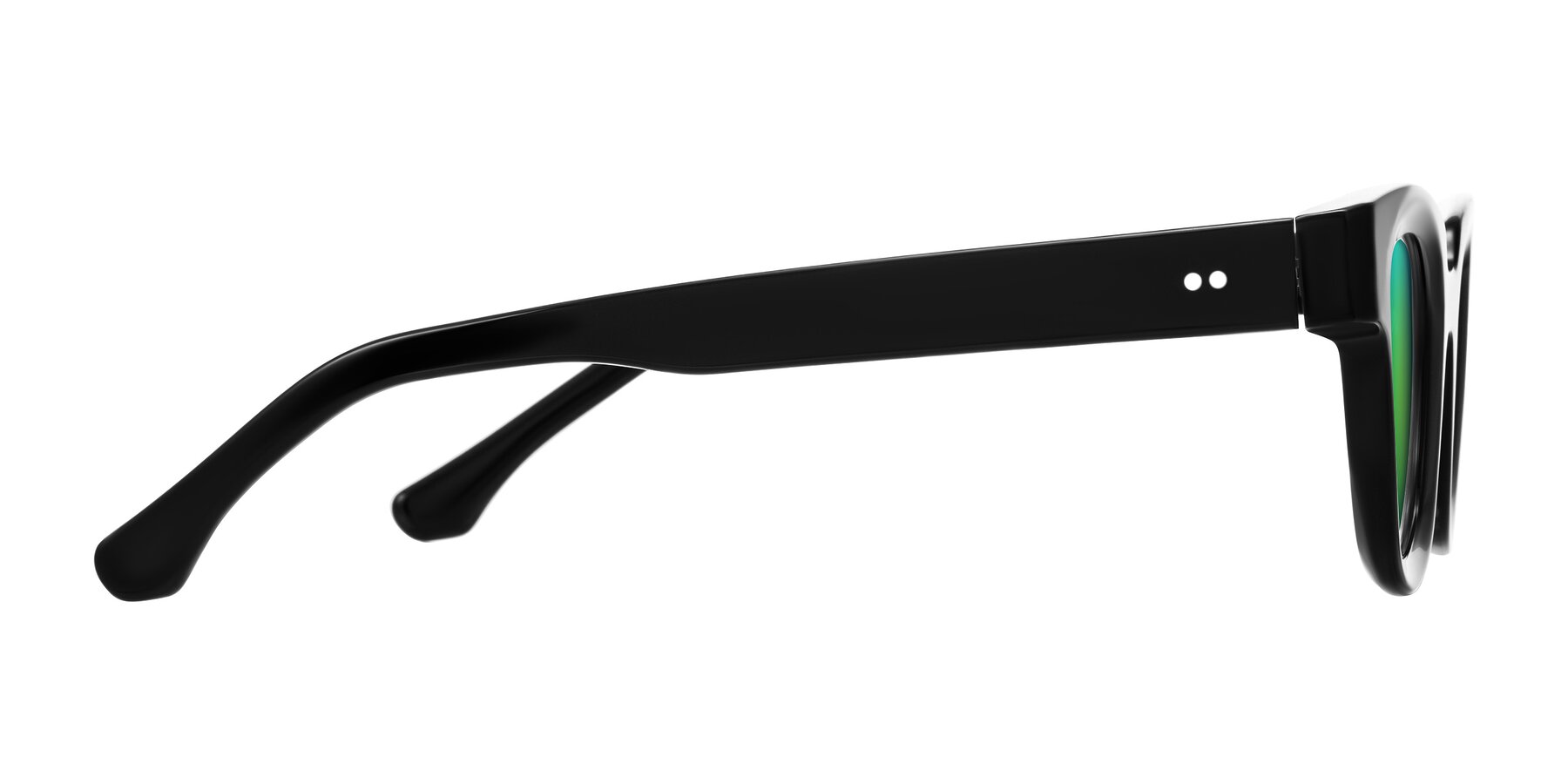 Side of Neza in Black with Green Mirrored Lenses