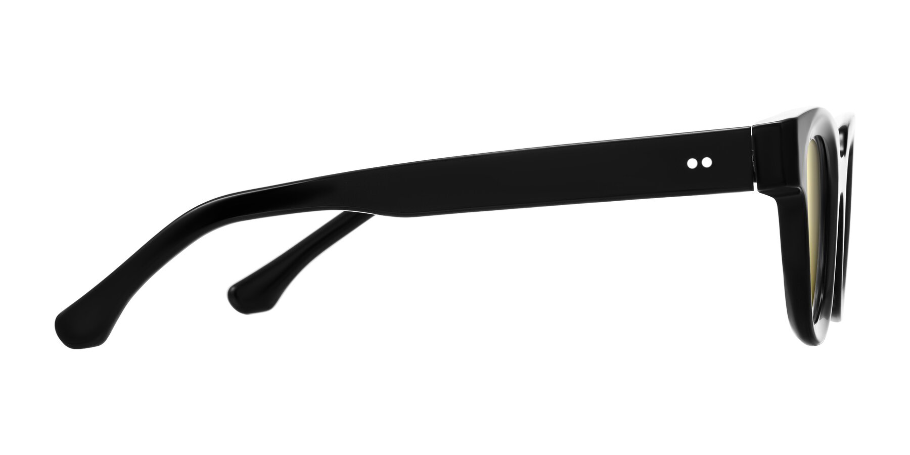 Side of Neza in Black with Gold Mirrored Lenses