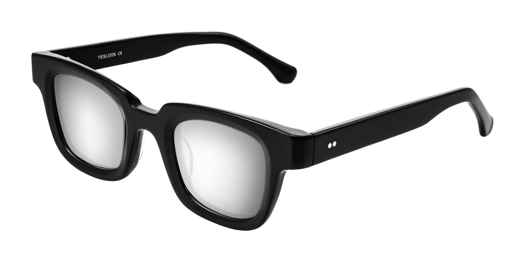 Angle of Neza in Black with Silver Mirrored Lenses