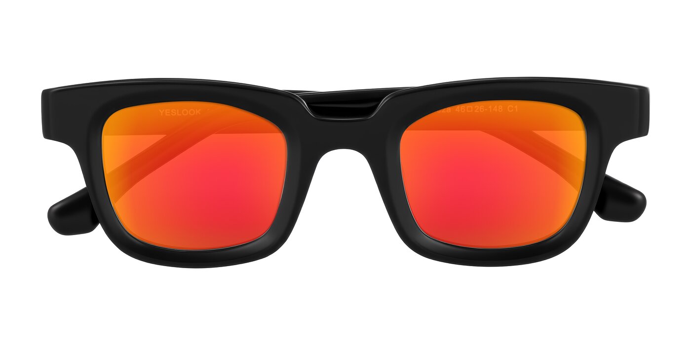 Neza - Black Flash Mirrored Sunglasses