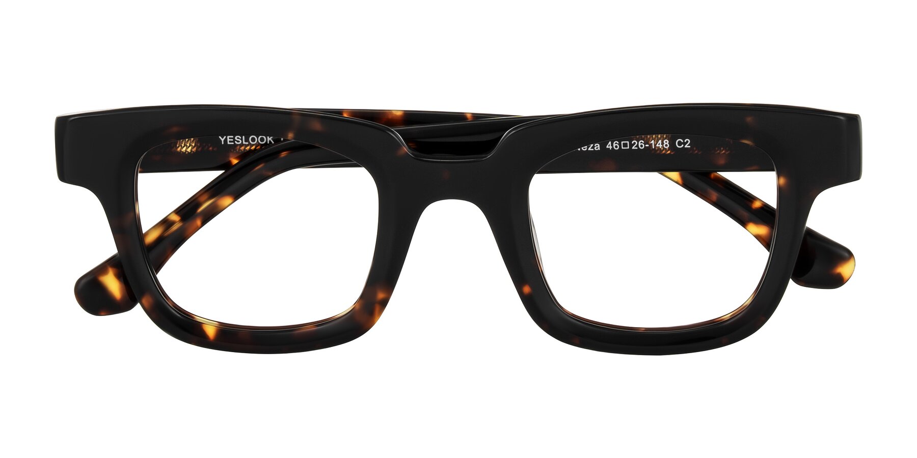Folded Front of Neza in Tortoise with Clear Blue Light Blocking Lenses