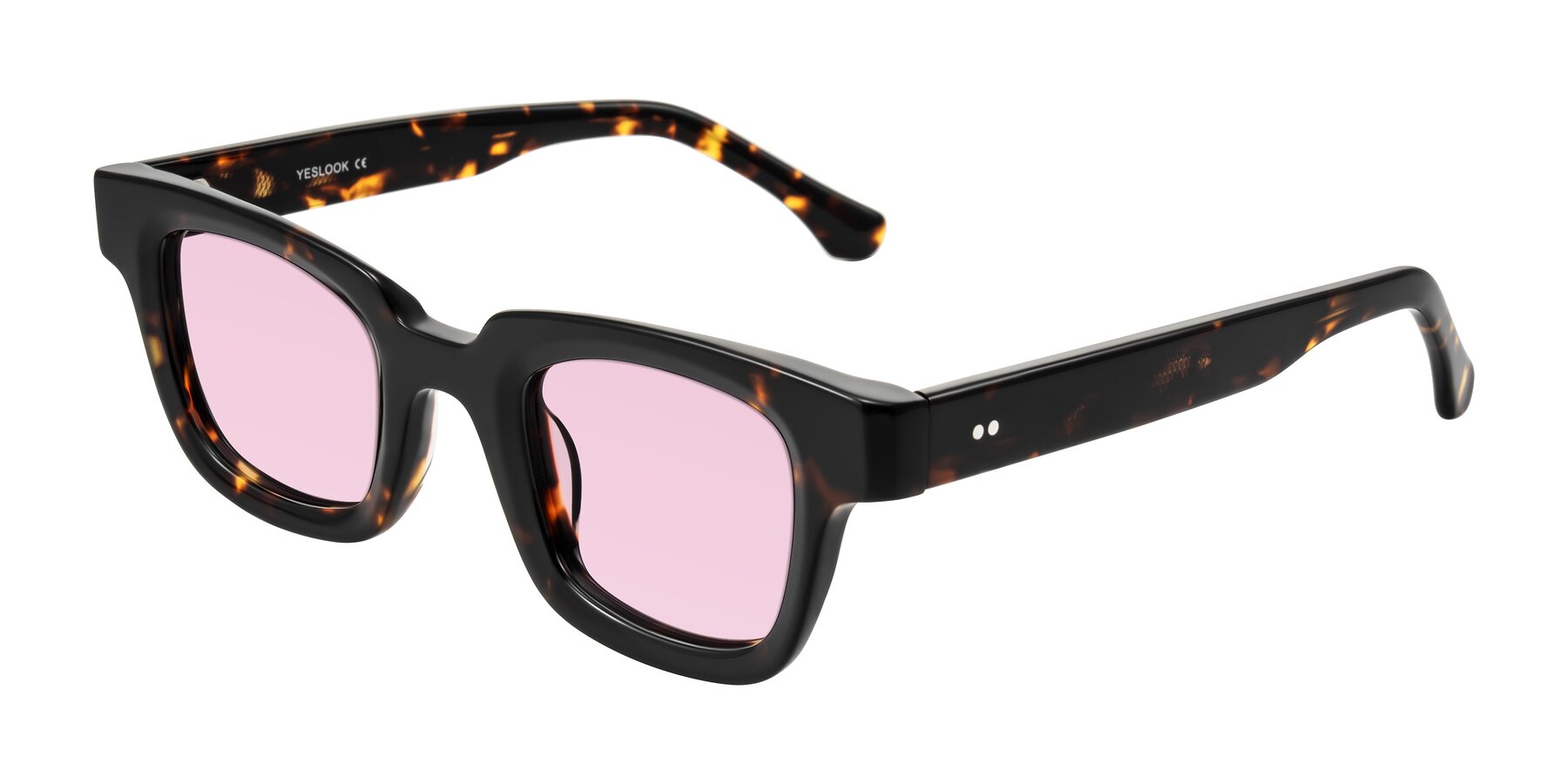 Angle of Neza in Tortoise with Light Pink Tinted Lenses