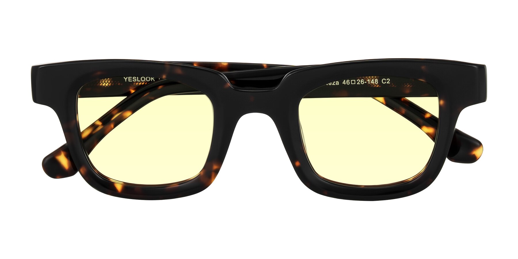 Folded Front of Neza in Tortoise with Light Yellow Tinted Lenses
