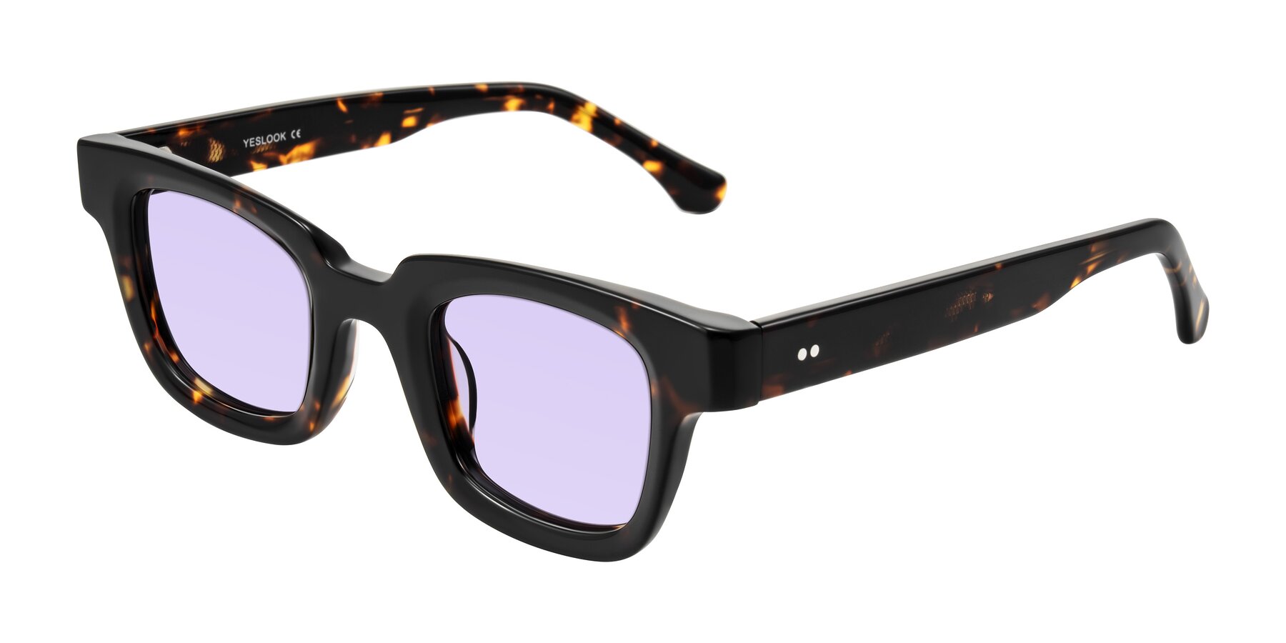 Angle of Neza in Tortoise with Light Purple Tinted Lenses