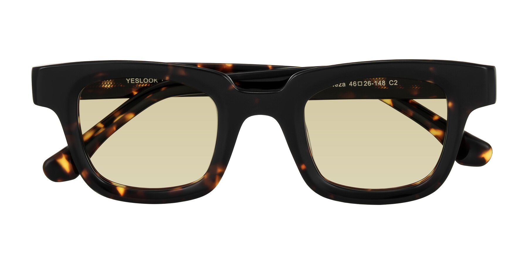 Folded Front of Neza in Tortoise with Light Champagne Tinted Lenses