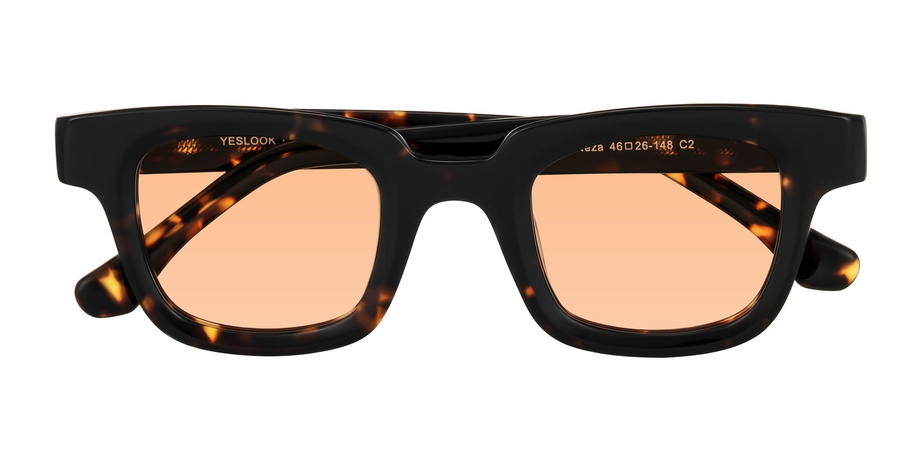 Folded Front of Neza in Tortoise with Light Orange Tinted Lenses