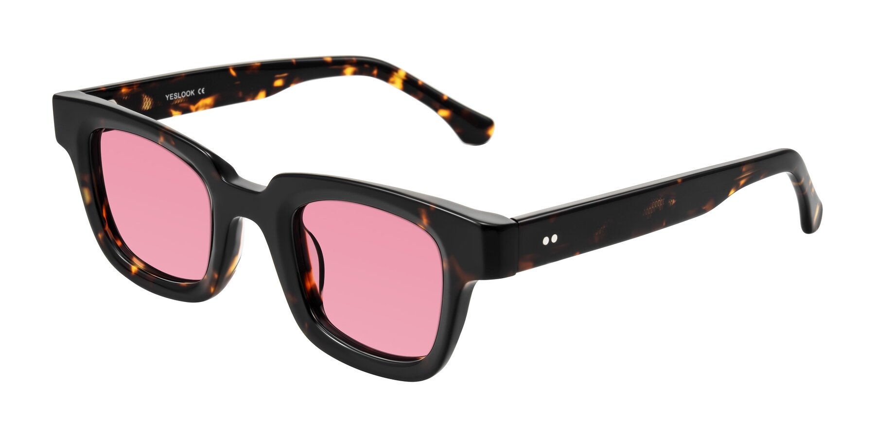Angle of Neza in Tortoise with Pink Tinted Lenses