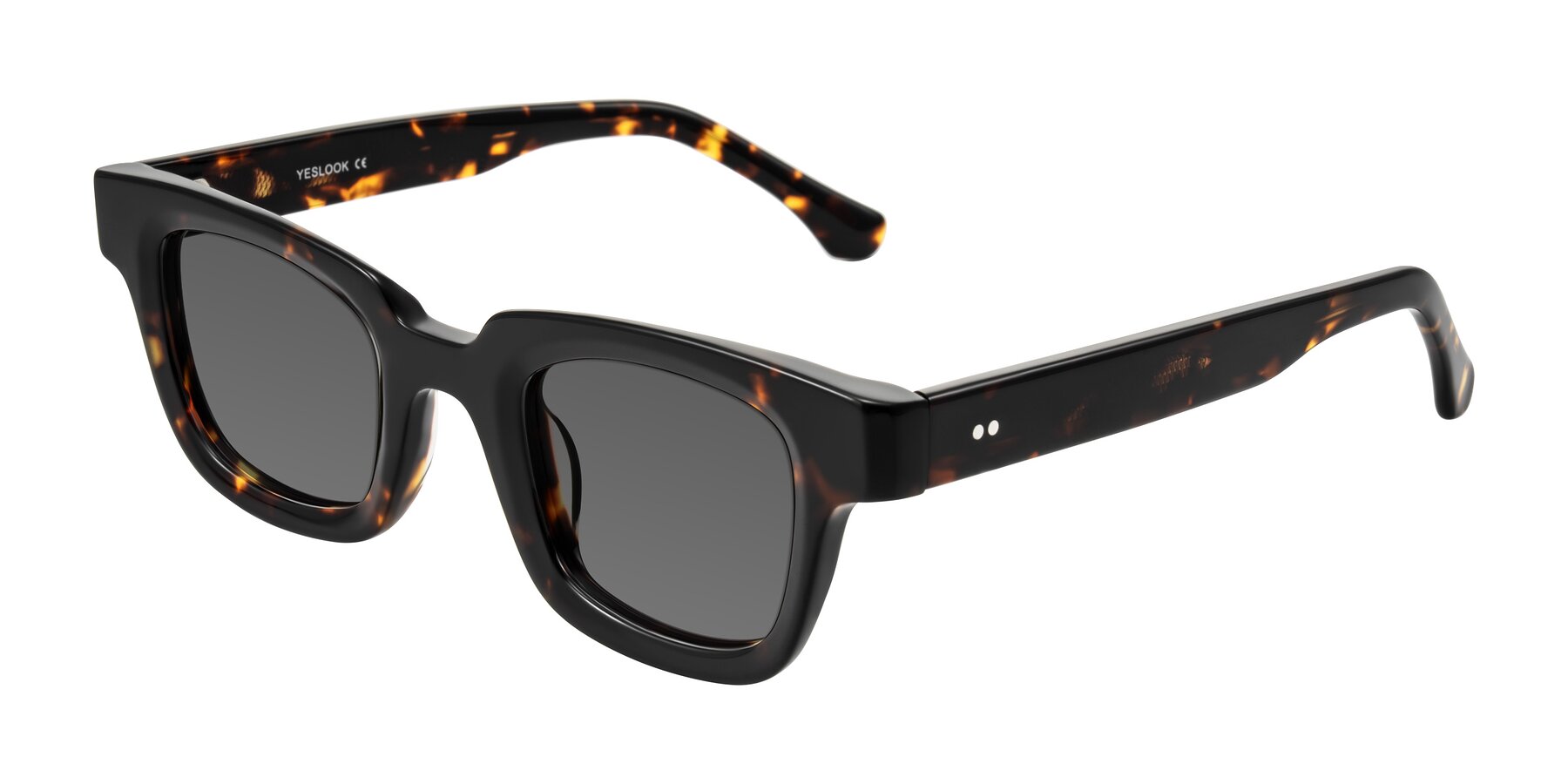 Angle of Neza in Tortoise with Medium Gray Tinted Lenses