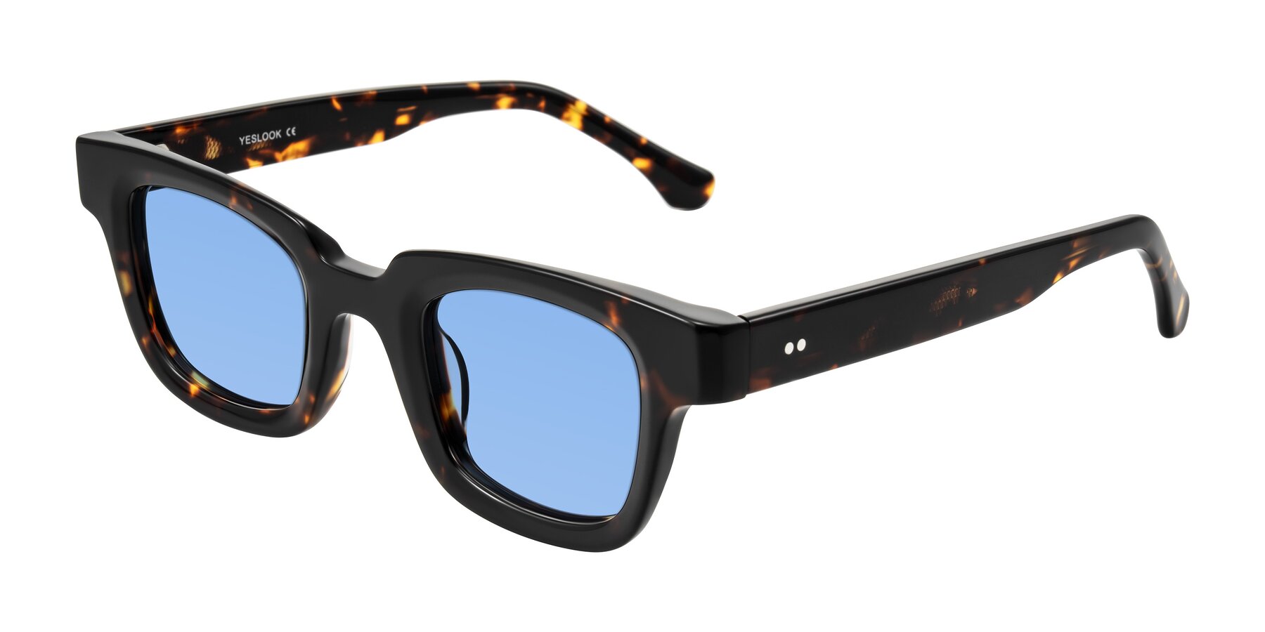 Angle of Neza in Tortoise with Medium Blue Tinted Lenses