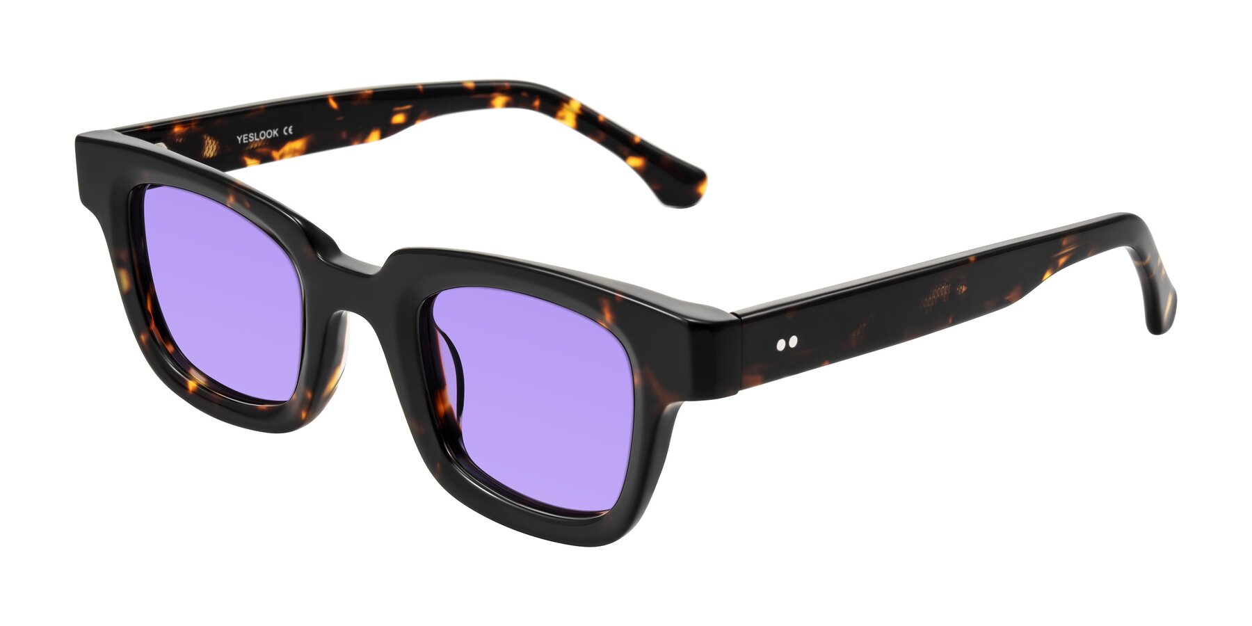 Angle of Neza in Tortoise with Medium Purple Tinted Lenses