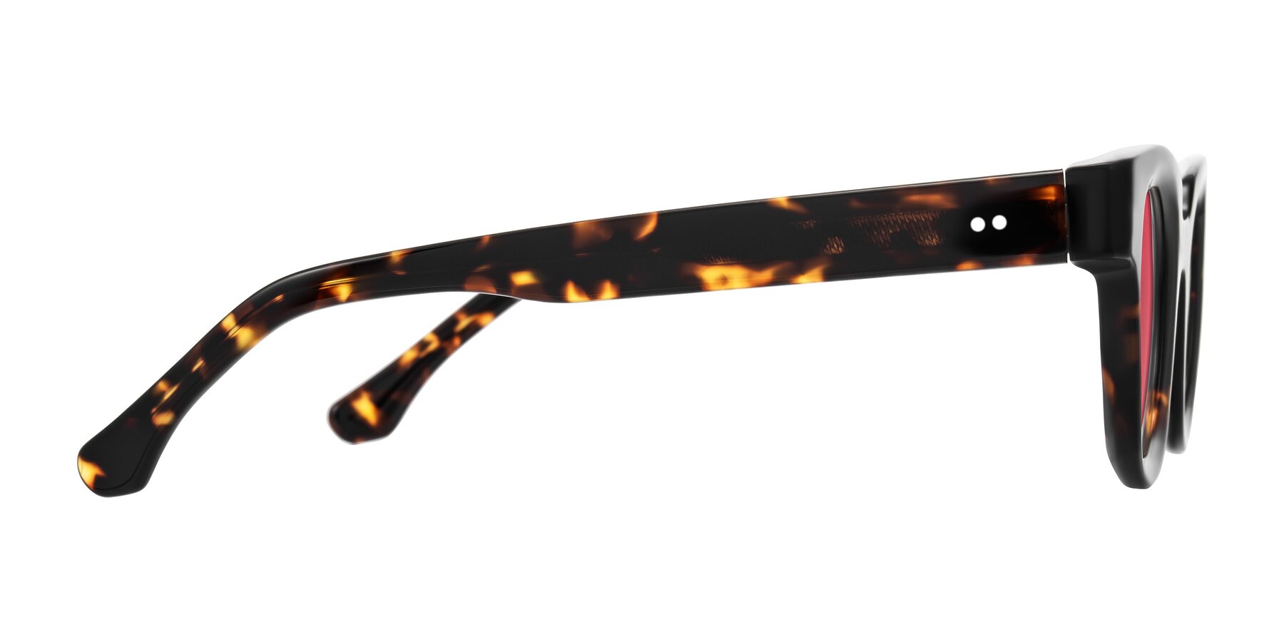 Side of Neza in Tortoise with Red Tinted Lenses
