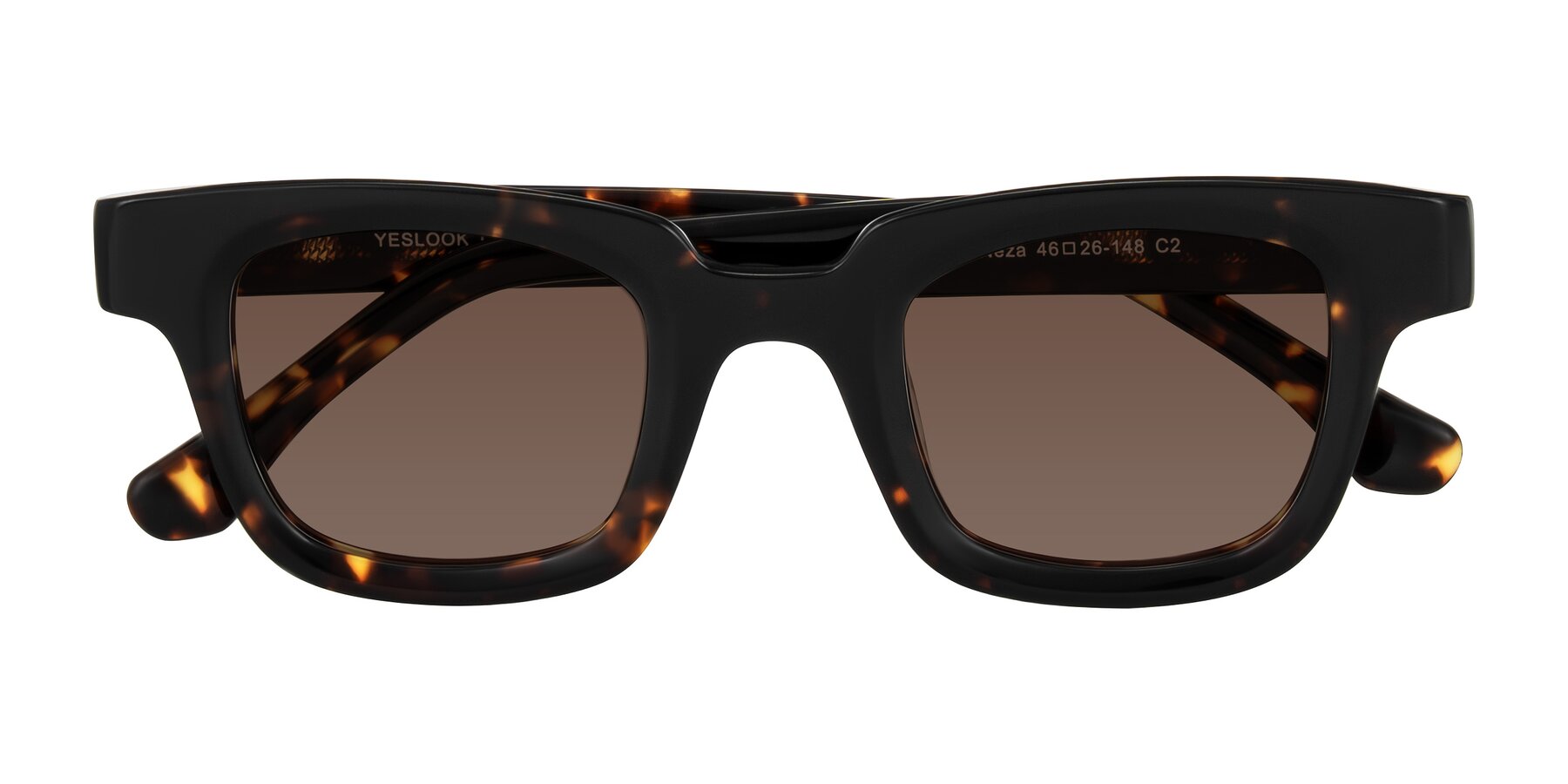 Folded Front of Neza in Tortoise with Brown Tinted Lenses