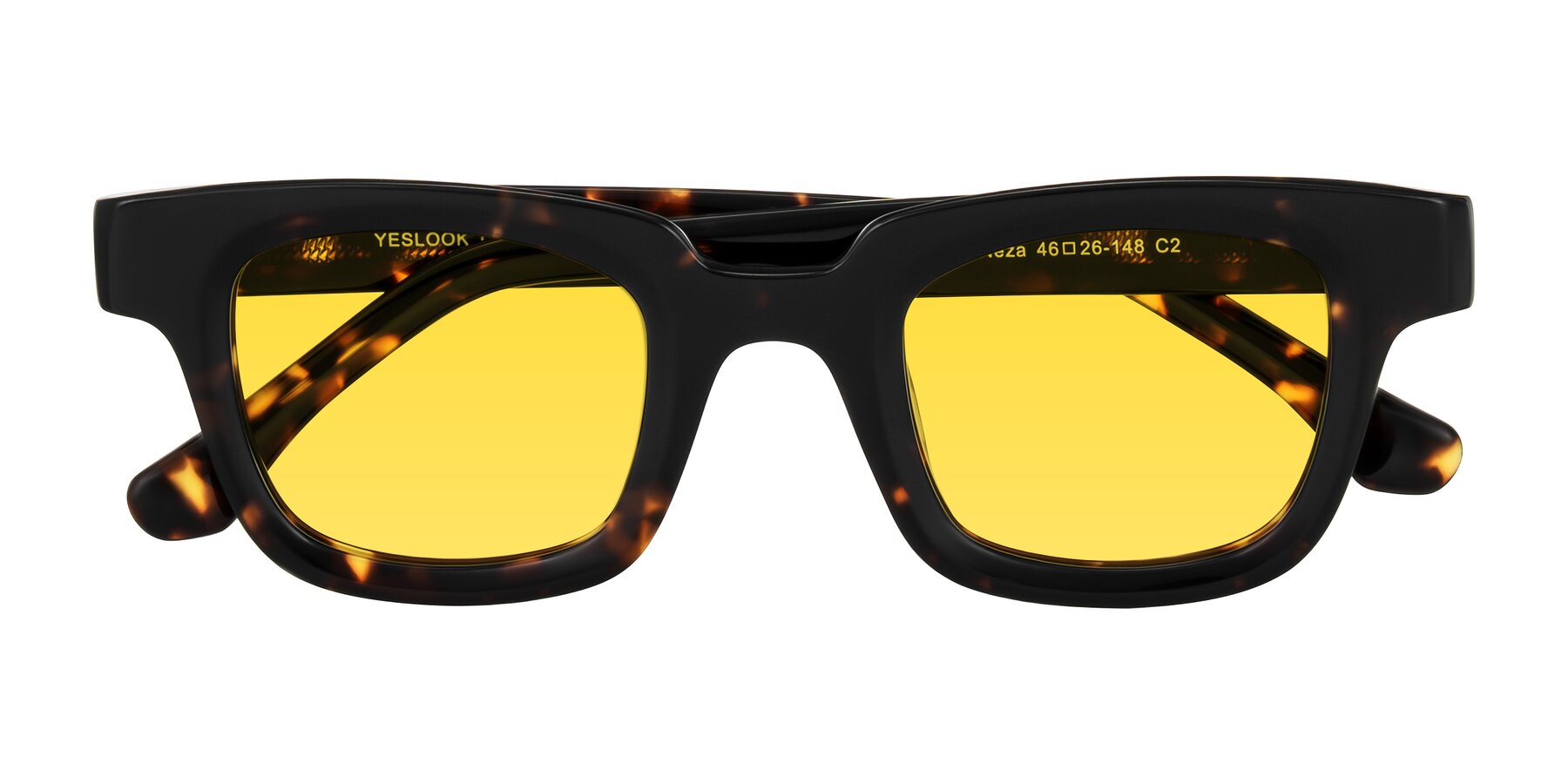 Folded Front of Neza in Tortoise with Yellow Tinted Lenses