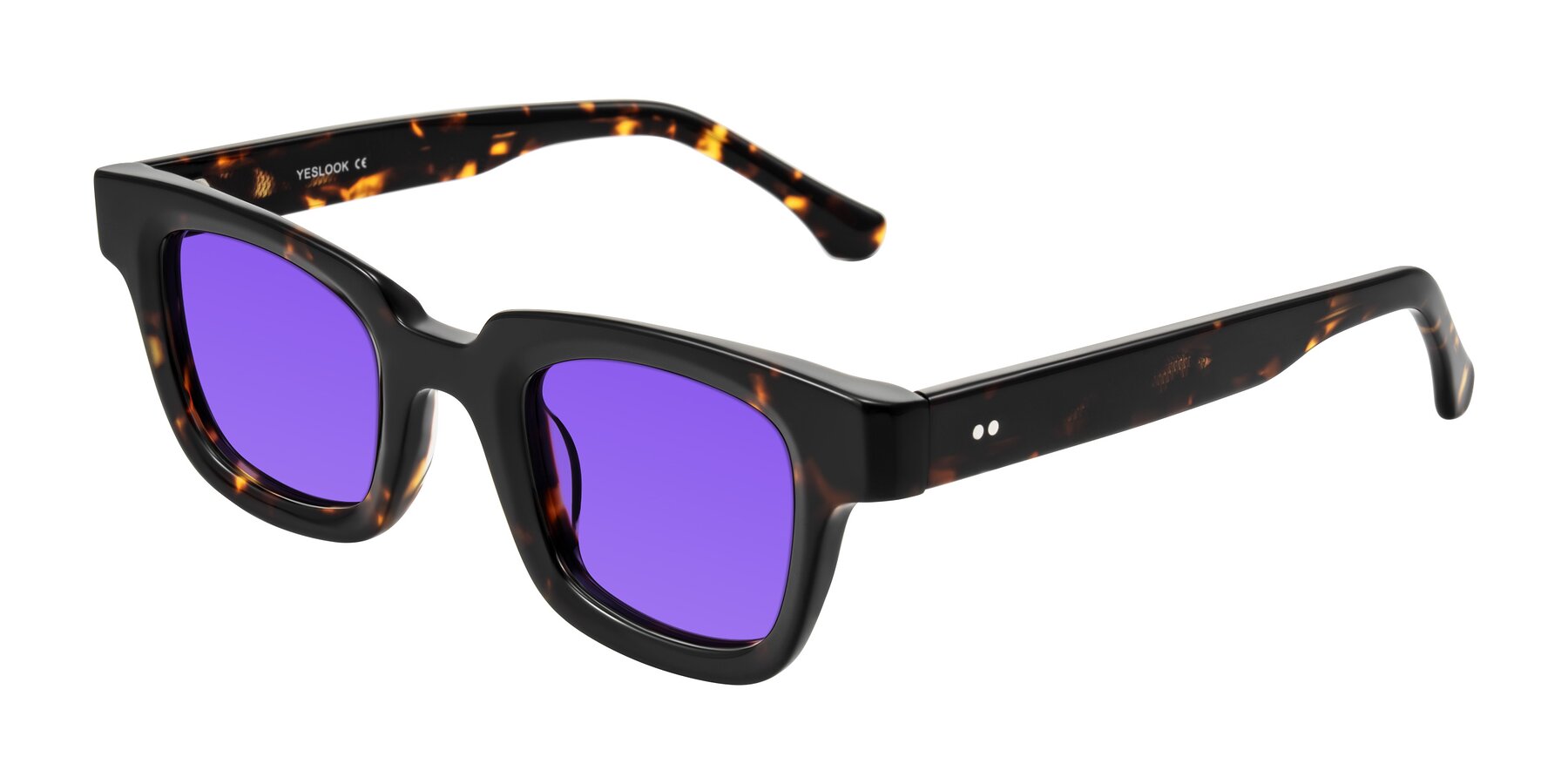 Angle of Neza in Tortoise with Purple Tinted Lenses