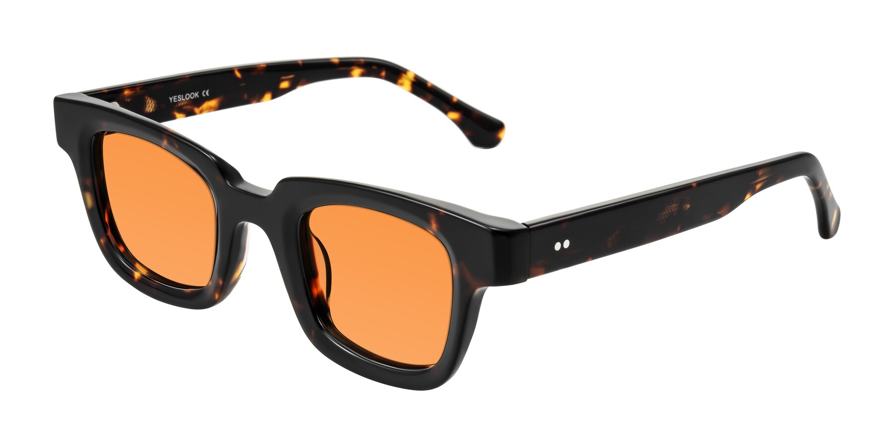 Angle of Neza in Tortoise with Orange Tinted Lenses