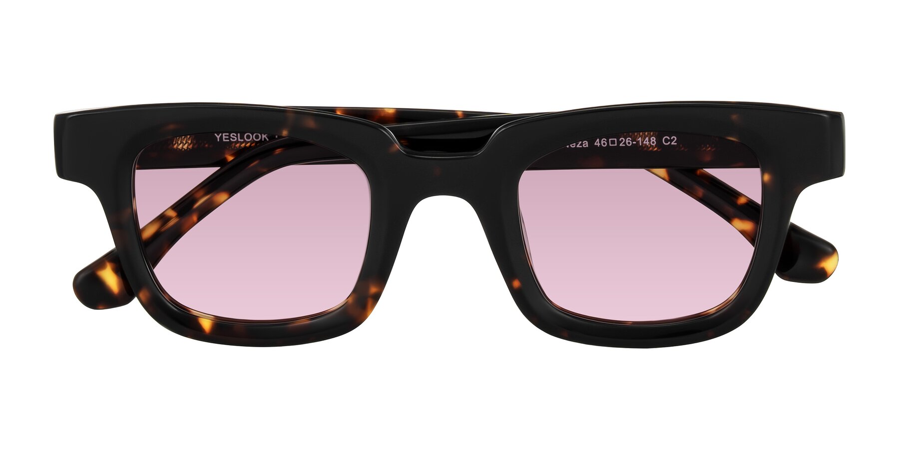 Folded Front of Neza in Tortoise with Light Wine Tinted Lenses