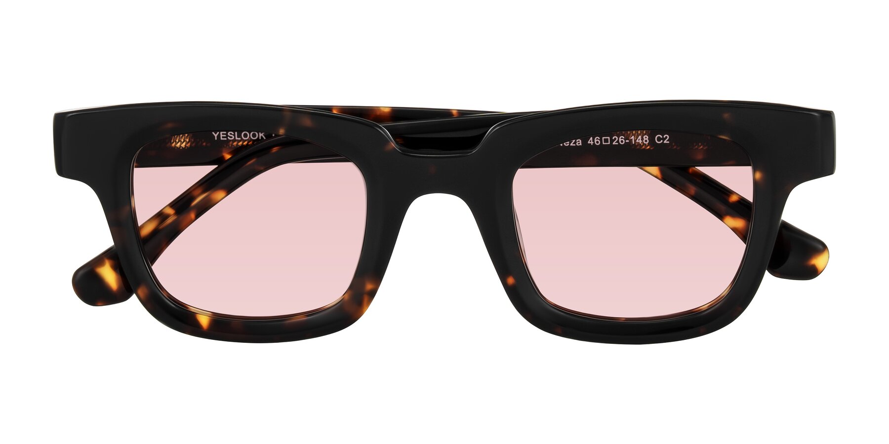 Folded Front of Neza in Tortoise with Light Garnet Tinted Lenses
