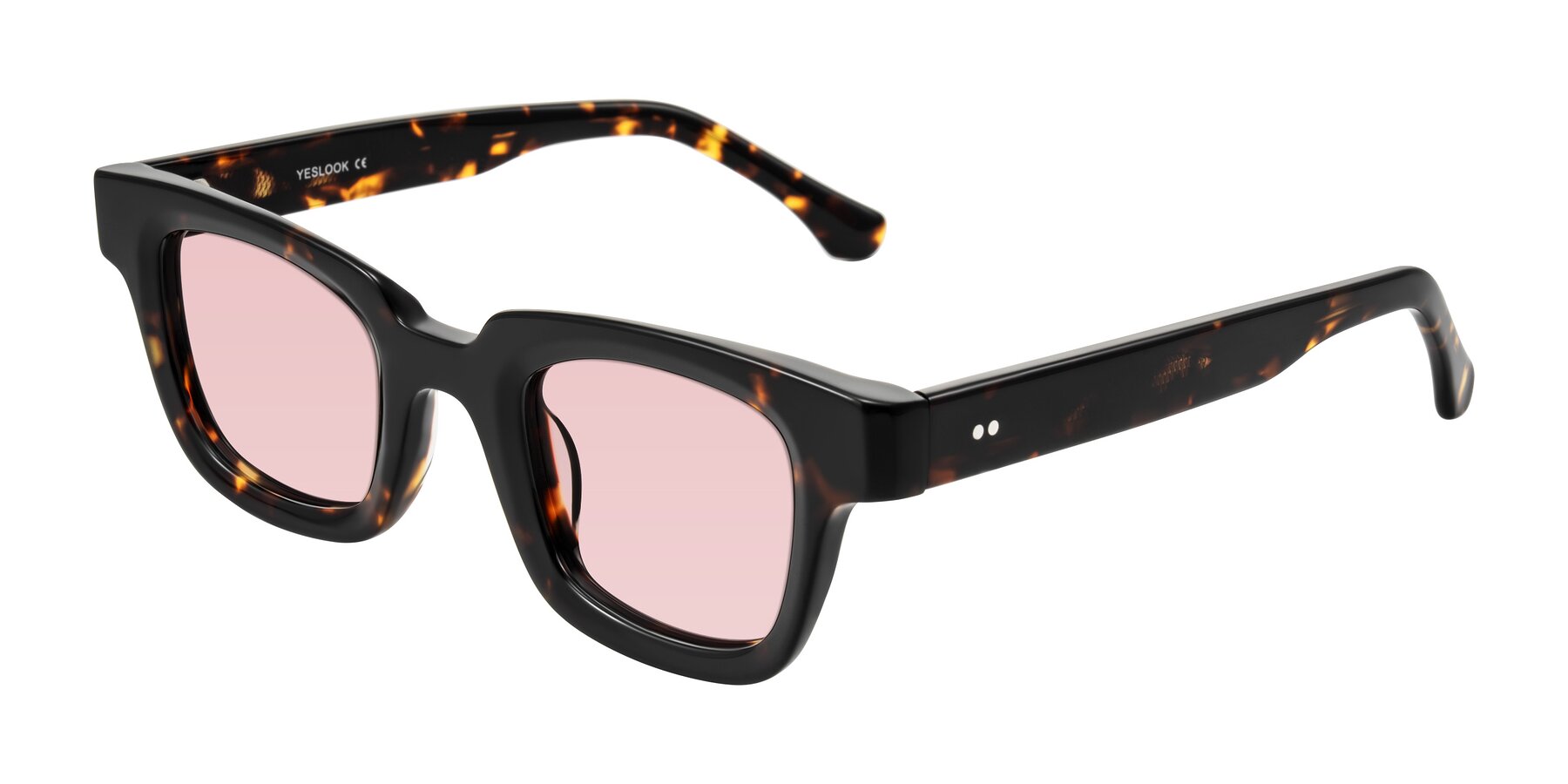 Angle of Neza in Tortoise with Light Garnet Tinted Lenses