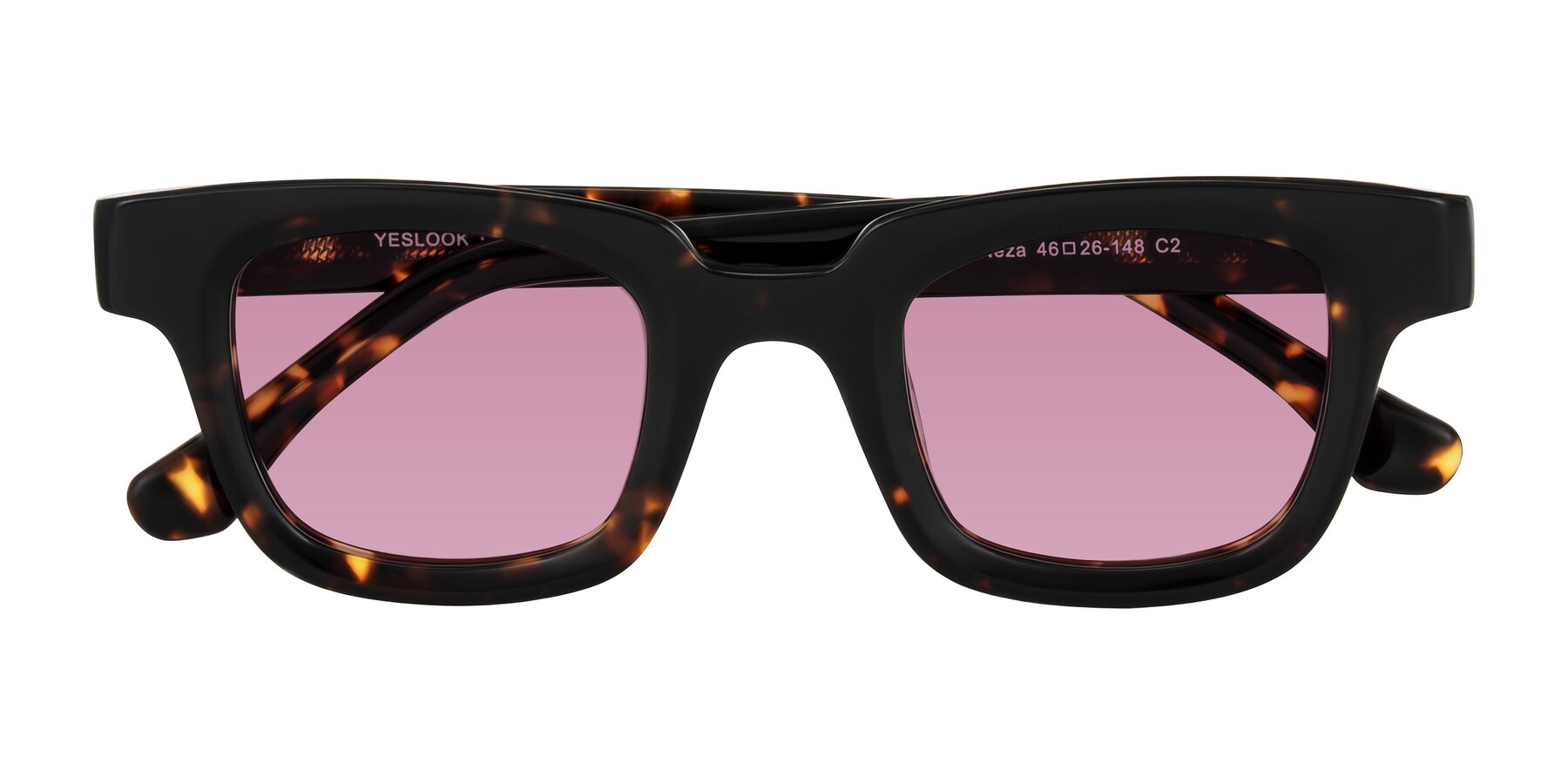Folded Front of Neza in Tortoise with Medium Wine Tinted Lenses