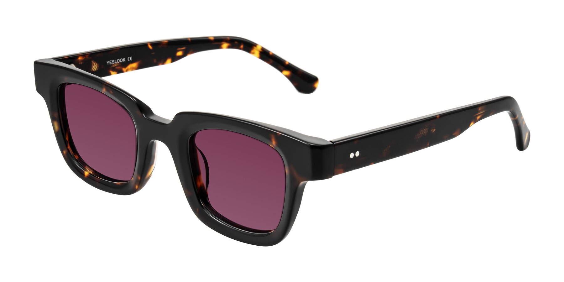 Angle of Neza in Tortoise with Wine Tinted Lenses