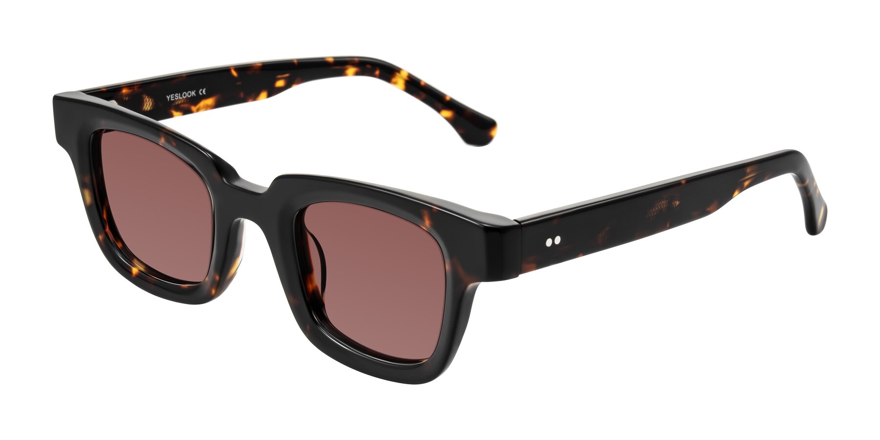 Angle of Neza in Tortoise with Garnet Tinted Lenses