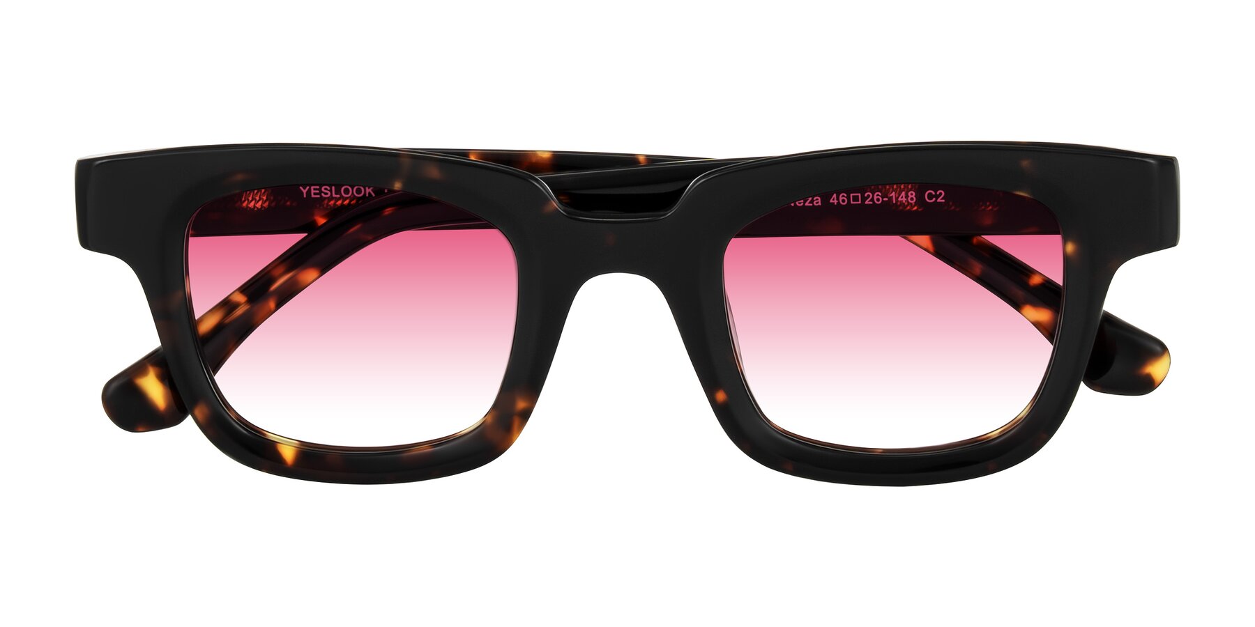 Folded Front of Neza in Tortoise with Pink Gradient Lenses