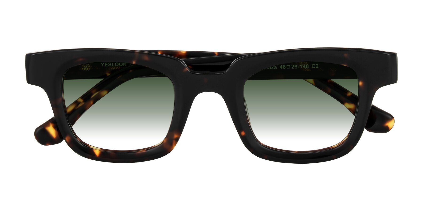 Folded Front of Neza in Tortoise with Green Gradient Lenses