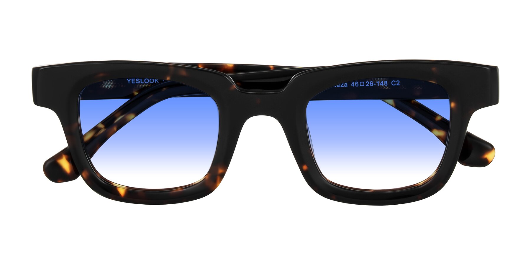Folded Front of Neza in Tortoise with Blue Gradient Lenses
