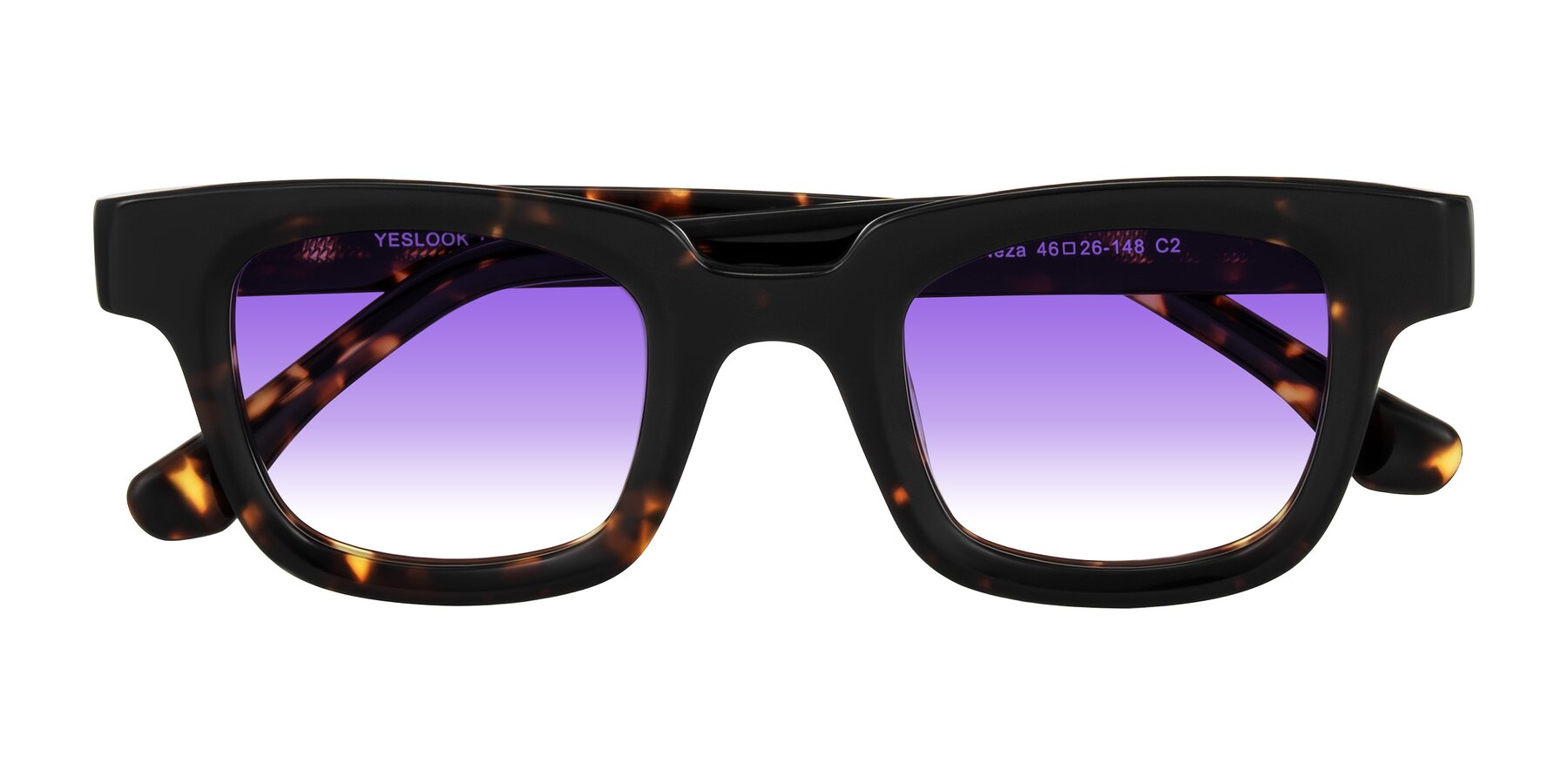 Folded Front of Neza in Tortoise with Purple Gradient Lenses