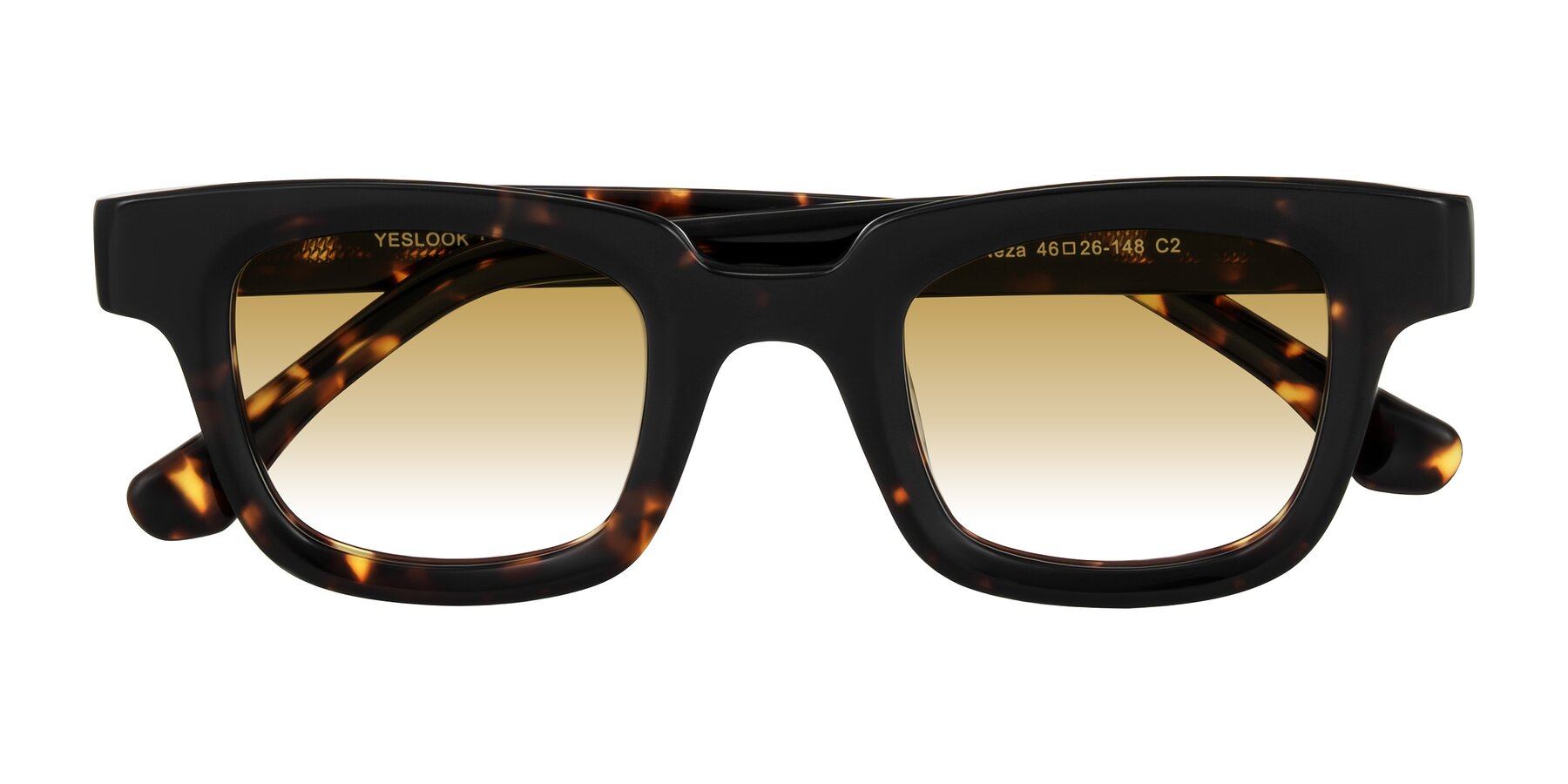 Folded Front of Neza in Tortoise with Champagne Gradient Lenses