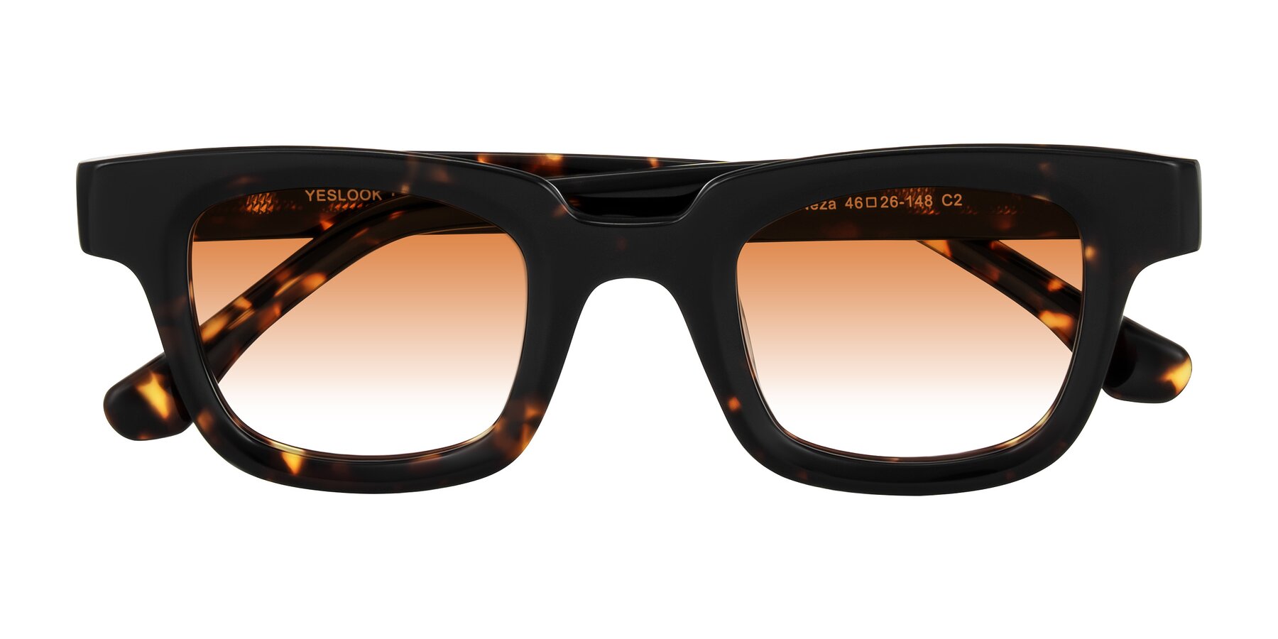 Folded Front of Neza in Tortoise with Orange Gradient Lenses