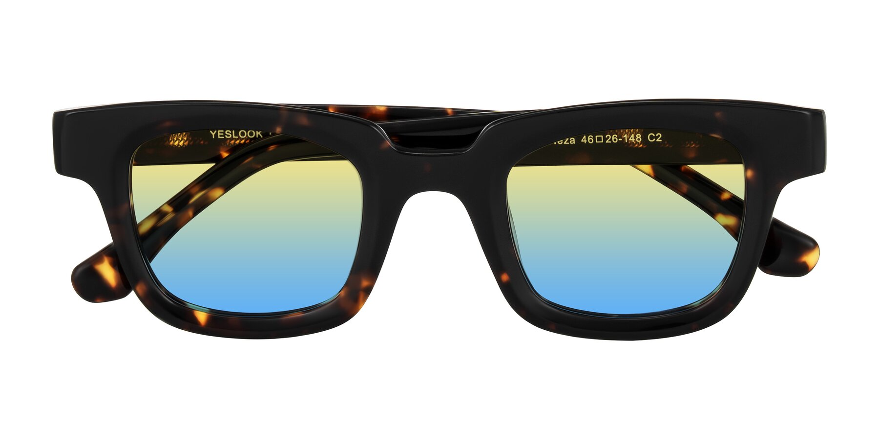 Folded Front of Neza in Tortoise with Yellow / Blue Gradient Lenses