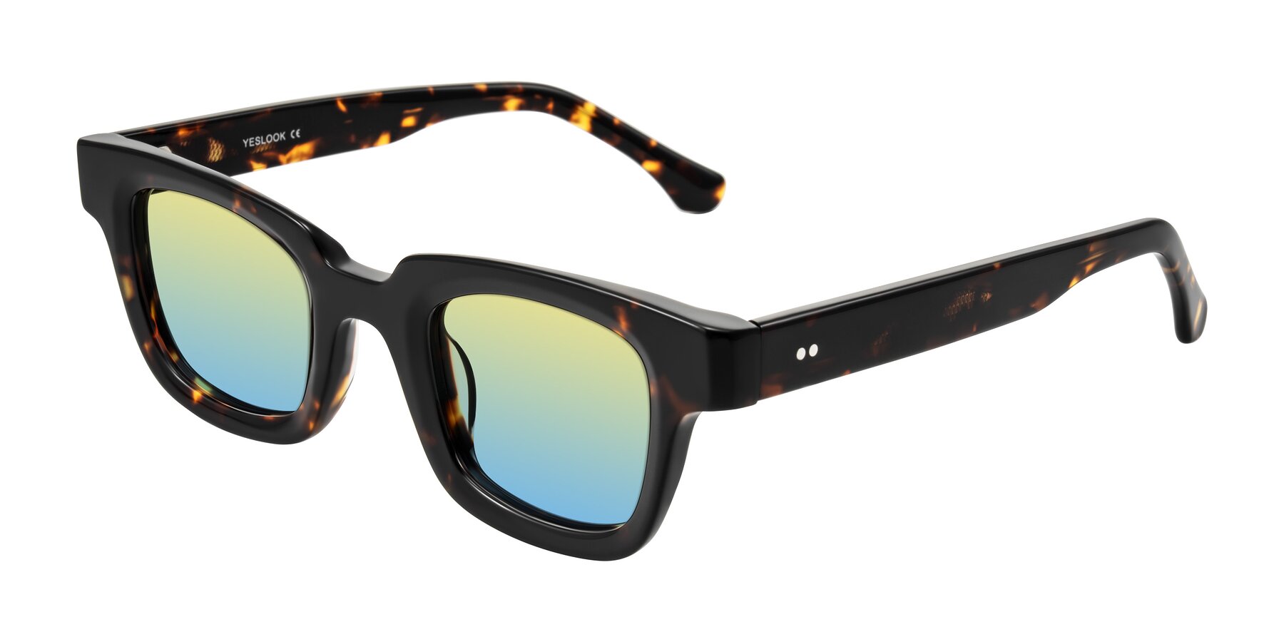 Angle of Neza in Tortoise with Yellow / Blue Gradient Lenses
