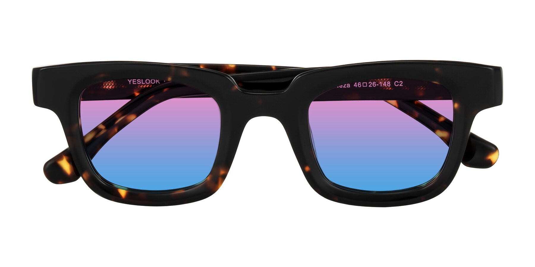 Folded Front of Neza in Tortoise with Pink / Blue Gradient Lenses