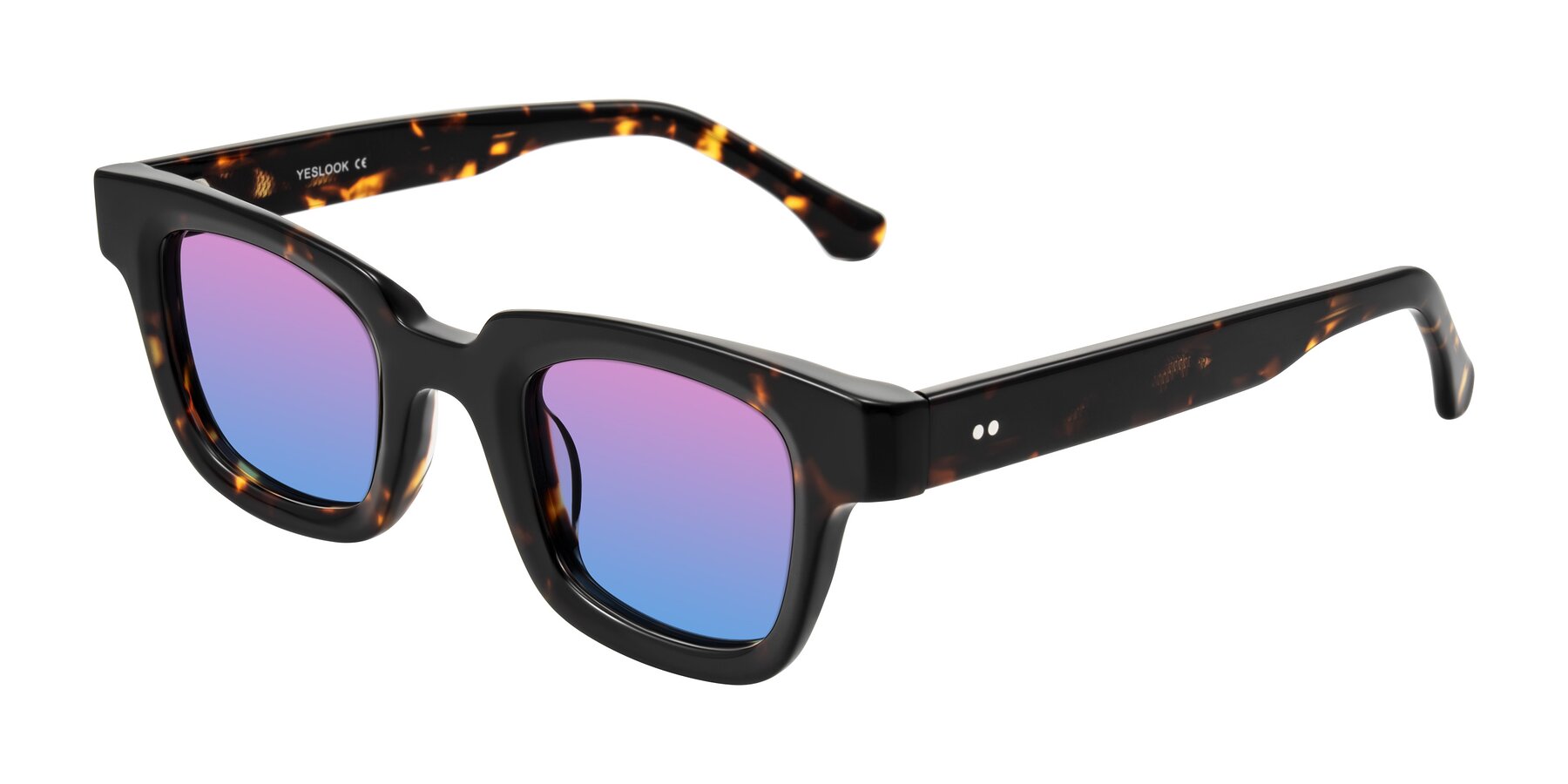 Angle of Neza in Tortoise with Pink / Blue Gradient Lenses