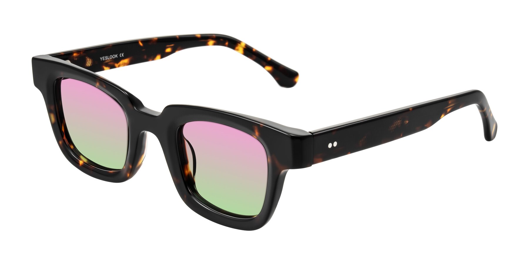 Angle of Neza in Tortoise with Pink / Green Gradient Lenses
