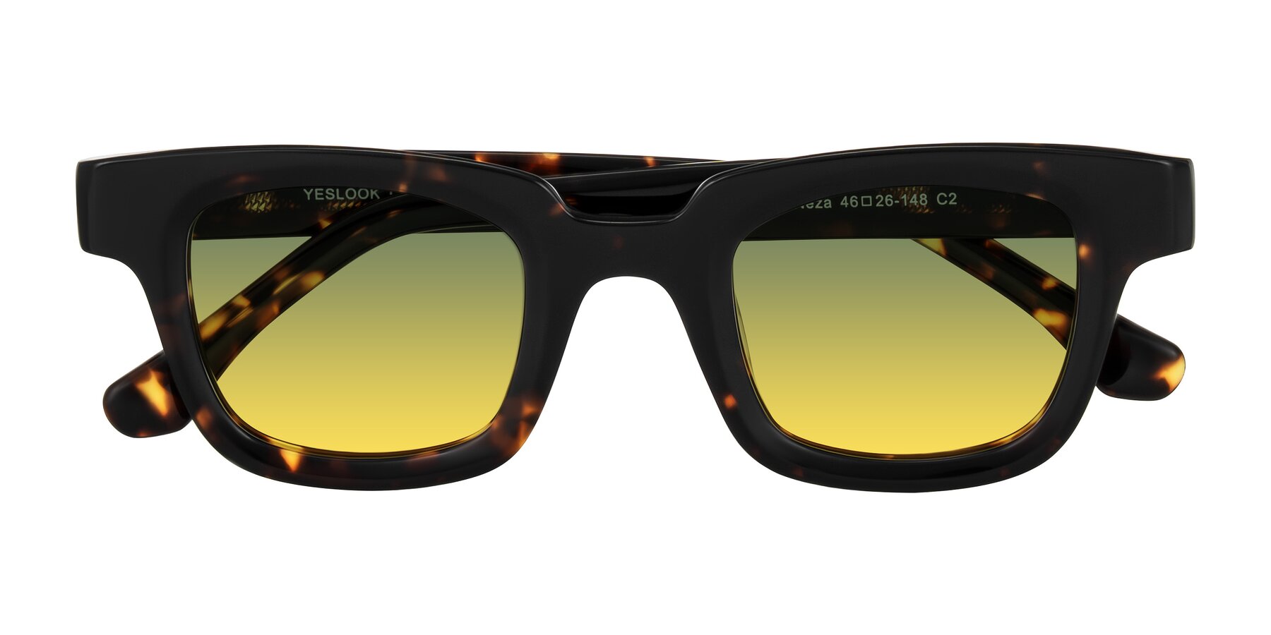 Folded Front of Neza in Tortoise with Green / Yellow Gradient Lenses