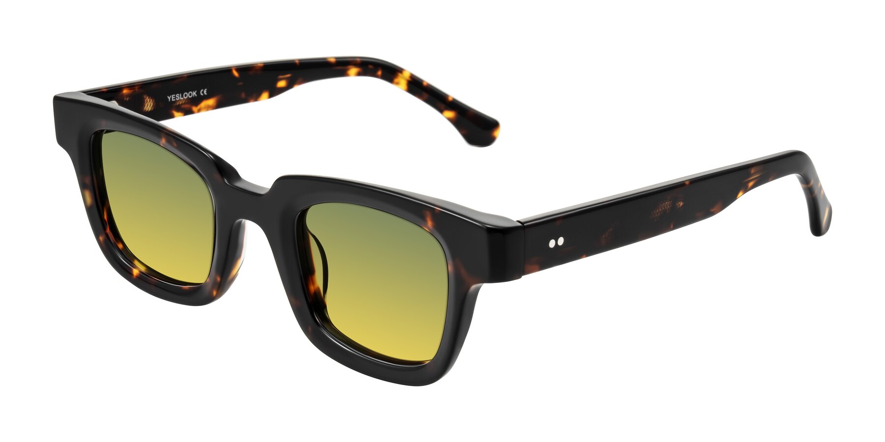 Angle of Neza in Tortoise with Green / Yellow Gradient Lenses