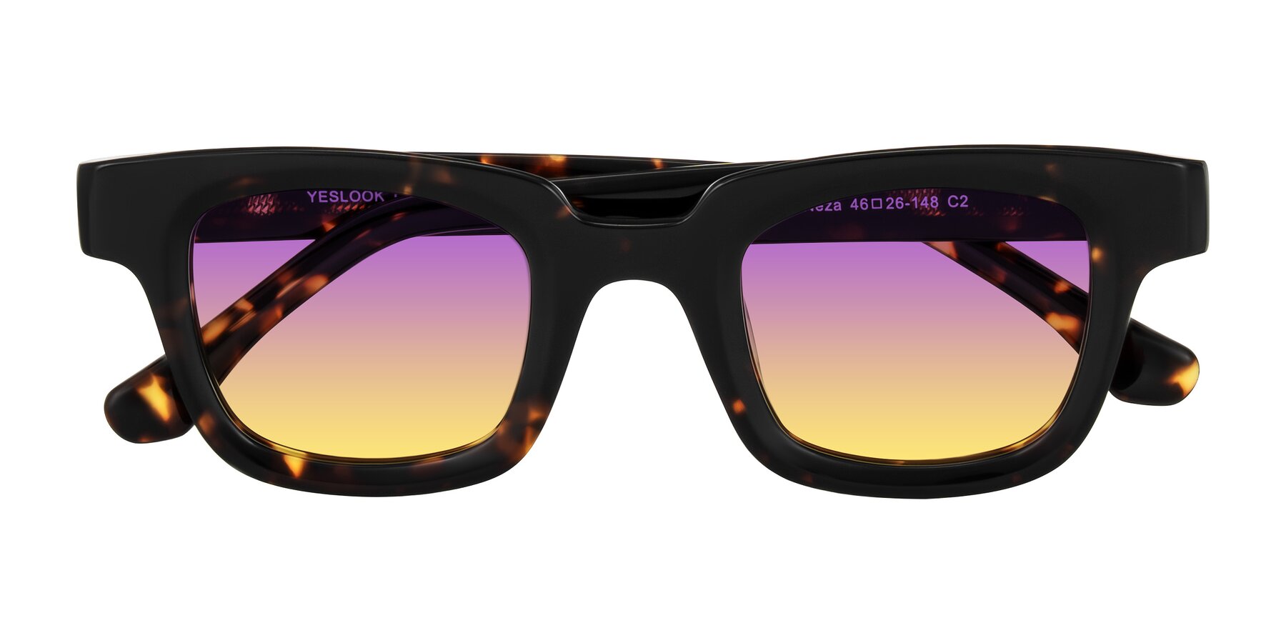 Folded Front of Neza in Tortoise with Purple / Yellow Gradient Lenses