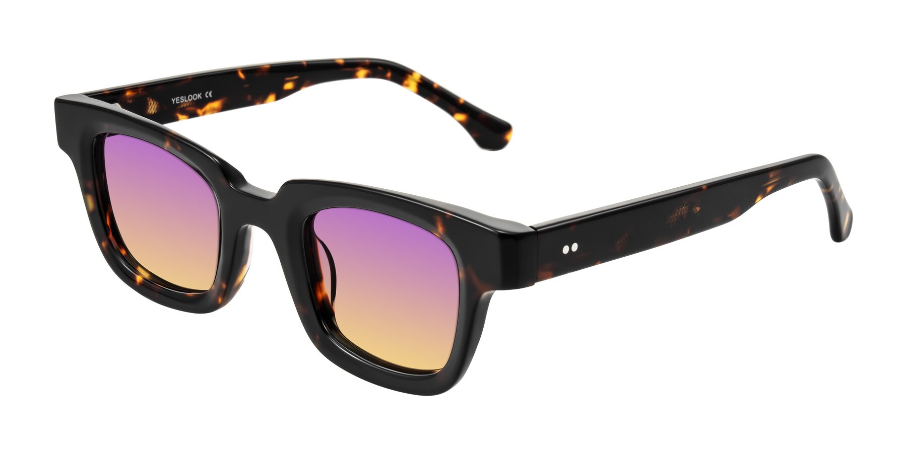 Angle of Neza in Tortoise with Purple / Yellow Gradient Lenses